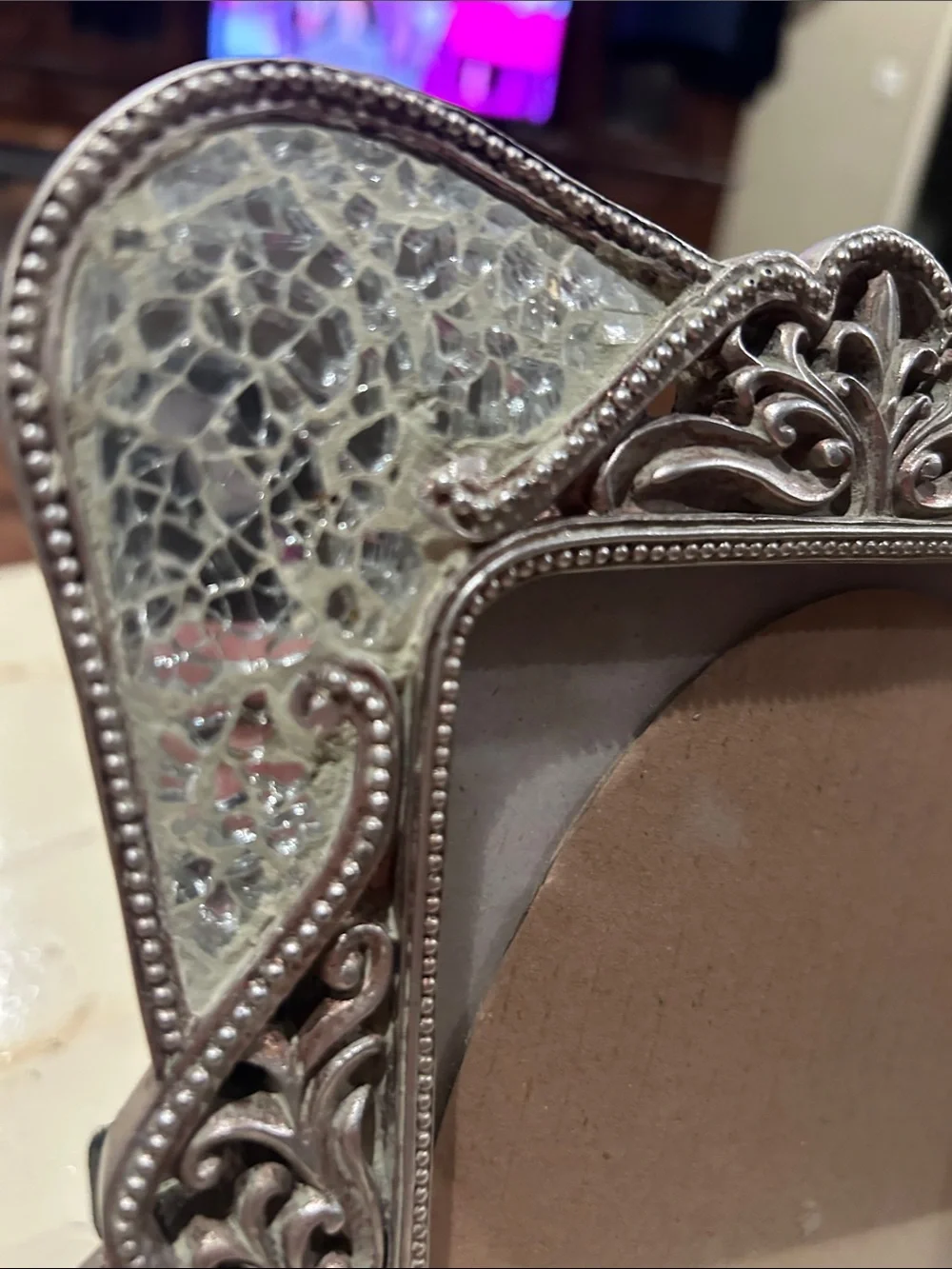 Ornate Silver Mosaic Decorative Picture Frame - Silver